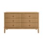 Wide Solid Light Pine Wood 6 Drawer Chest of Drawers - Josephine