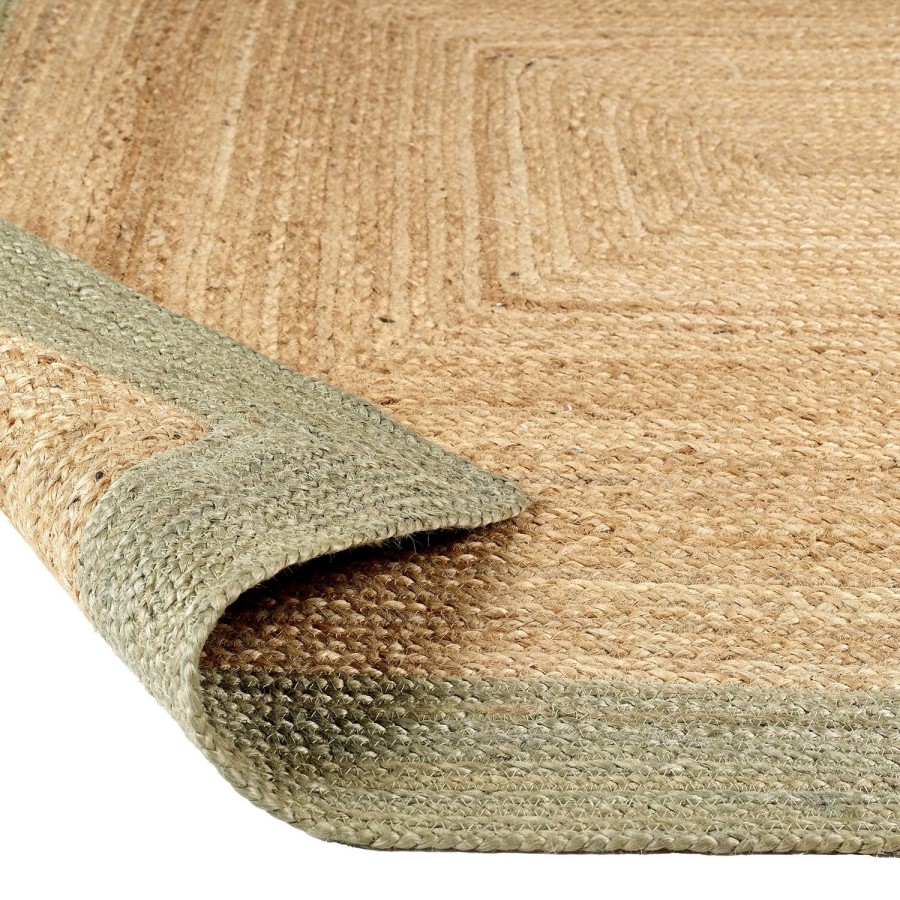 Natural Jute Rug with Green Border - 150 x 80 cm - Origins