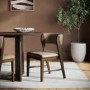 Set of 2 Beige PU Curved Back Wooden Dining Chairs with Walnut Finish Legs - June