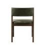 Set of 2 Green Velvet Curved Back Wooden Dining Chairs with Walnut Finish Legs - June