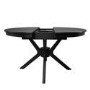 Round to Oval Black Extendable Dining Table Set with 4 Sage Green Faux Leather Chairs - Seats 4 - Karie