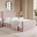 KHL005A Pink Velvet Double Side-Lift Ottoman Bed - Khloe