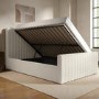 Cream Upholstered Double Side-Lift Ottoman Bed - Khloe