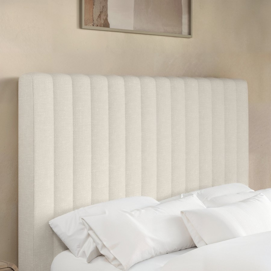 Cream Upholstered Double Side-Lift Ottoman Bed - Khloe
