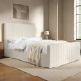 Cream Upholstered Small Double Side-Lift Ottoman Bed - Khloe