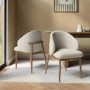 Beige Upholstered Curved Dining Chair With Solid Oak Exposed Back - Kori