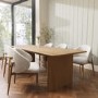 ONLY OPENED - Beige Upholstered Curved Dining Chair With Solid Rustic Oak Exposed Back - Kori
