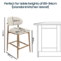 Beige Upholstered Curved Kitchen Stool With Solid Oak Exposed Back - Kori