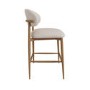 ONLY OPENED - Beige Upholstered Curved Kitchen Stool with Solid Rustic Oak Exposed Back - Kori