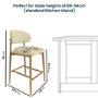 Cream Upholstered Curved Kitchen Stool with Limewash Solid Wood Exposed Back - Kori