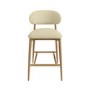 Cream Upholstered Curved Kitchen Stool with Limewash Solid Wood Exposed Back - Kori