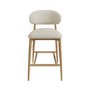ONLY OPENED - Cream Upholstered Curved Kitchen Stool with Limewash Solid Wood Exposed Back - Kori