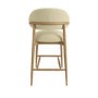 Cream Upholstered Curved Kitchen Stool with Limewash Solid Wood Exposed Back - Kori
