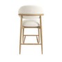 ONLY OPENED - Cream Upholstered Curved Kitchen Stool with Limewash Solid Wood Exposed Back - Kori