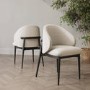ONLY OPENED - Cream and Black Upholstered Curved Dining Chair with Wooden Exposed Back - Kori
