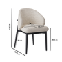 ONLY OPENED - Cream and Black Upholstered Curved Dining Chair with Wooden Exposed Back - Kori