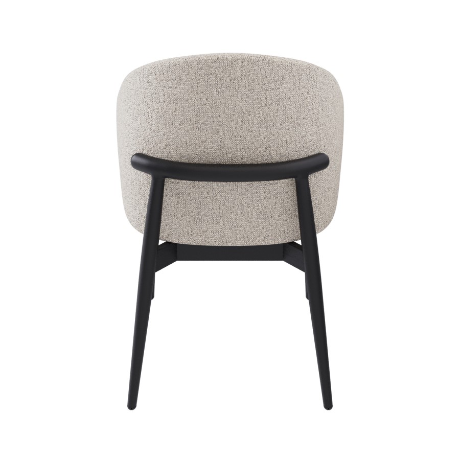 ONLY OPENED - Cream and Black Upholstered Curved Dining Chair with Wooden Exposed Back - Kori