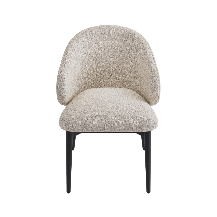 ONLY OPENED - Cream and Black Upholstered Curved Dining Chair with Wooden Exposed Back - Kori
