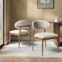 Beige Upholstered Curved Dining Chair with Solid Wood Exposed Back - Kori