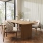 ALMOST PERFECT - Beige Printed Upholstered Curved Dining Chair With Solid Rustic Oak Exposed Back - Kori