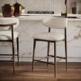 Walnut and Beige Upholstered Curved Kitchen Stool with Solid Wood Open Back - Kori