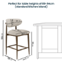Walnut and Beige Upholstered Curved Kitchen Stool with Solid Wood Open Back - Kori