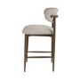Walnut and Beige Upholstered Curved Kitchen Stool with Solid Wood Open Back - Kori