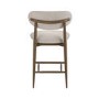 Walnut and Beige Upholstered Curved Kitchen Stool with Solid Wood Open Back - Kori