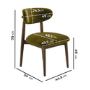 Set of 6 Walnut and Olive Green Velvet Curved Dining Chairs with Solid Wood Open Back - Kori