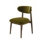 Set of 6 Walnut and Olive Green Velvet Curved Dining Chairs with Solid Wood Open Back - Kori