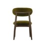 Set of 6 Walnut and Olive Green Velvet Curved Dining Chairs with Solid Wood Open Back - Kori