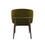 Walnut and Olive Green Velvet Curved Dining Chair with Solid Wood Exposed Back - Kori