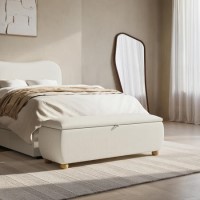 Cream Upholstered Ottoman Storage Blanket Box 124cm - Lacey