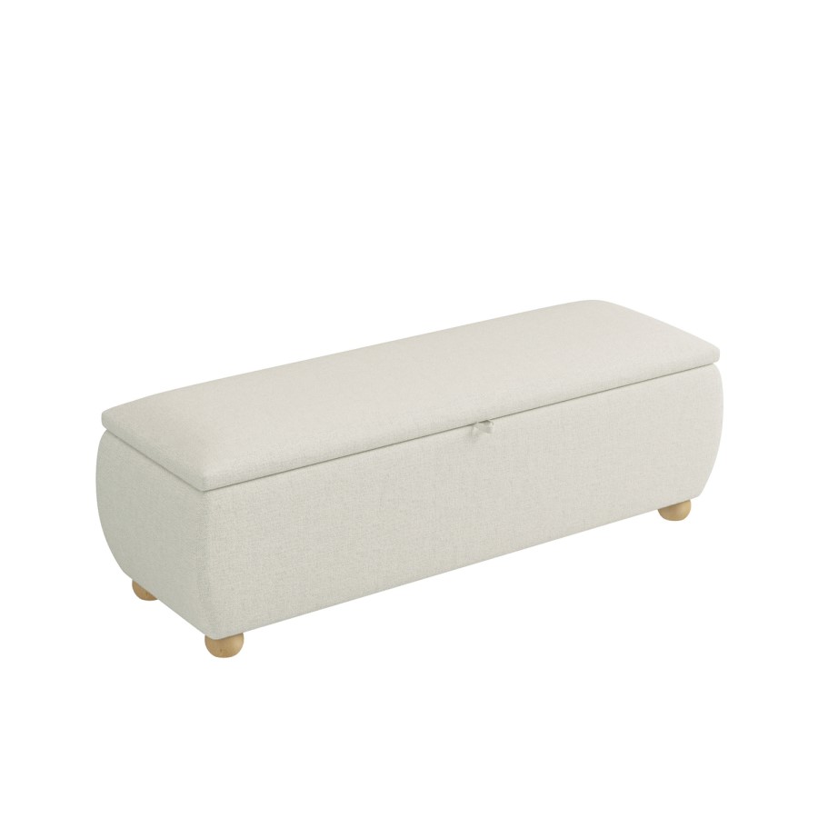 Cream Upholstered Ottoman Storage Blanket Box 124cm - Lacey
