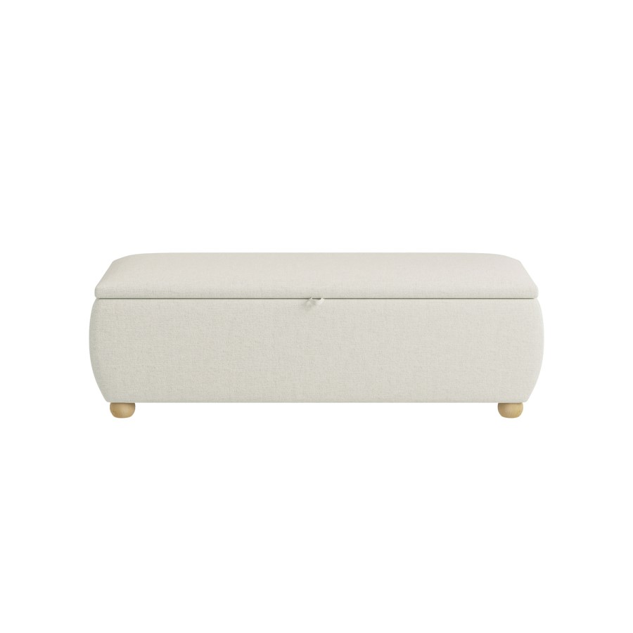 Cream Upholstered Ottoman Storage Blanket Box 124cm - Lacey