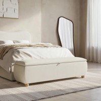 Cream Upholstered Ottoman Storage Blanket Box 150cm - Lacey