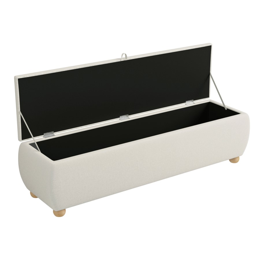 Cream Upholstered Ottoman Storage Blanket Box 150cm - Lacey