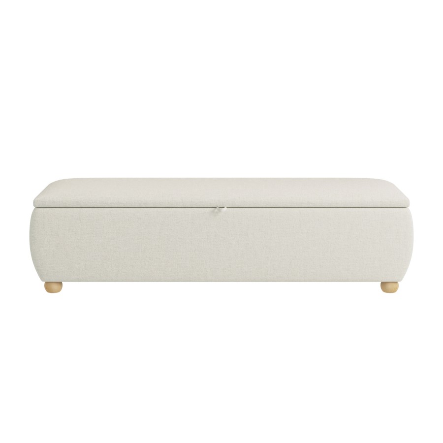 Cream Upholstered Ottoman Storage Blanket Box 150cm - Lacey