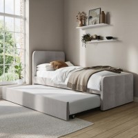 Grey Velvet Single Guest Bed with Trundle and 1 Mattress - Layla