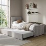 Grey Velvet Single Guest Bed with Trundle and 1 Mattress - Layla