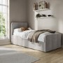 Grey Velvet Single Guest Bed with Trundle and 1 Mattress - Layla
