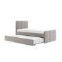 Grey Velvet Single Guest Bed with Trundle and 1 Mattress - Layla