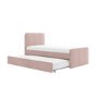 Pink Velvet Single Guest Bed with Trundle and 1 Mattress - Layla