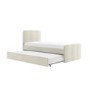 Cream Velvet Single Guest Bed with Trundle and 1 Mattress - Layla