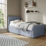 Blue Velvet Single Guest Bed with Trundle and 1 Mattress - Layla