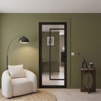 Internal Black Laminate Glazed Industrial Style Door with Clear Glass - Pre-Finished - 1981 x 762 x 35mm - Foundry - XL Joinery