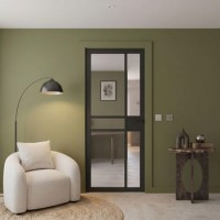 Internal Black Laminate Glazed Industrial Style Door with Clear Glass - Pre-Finished - 1981 x 838 x 35mm - Milton - XL Joinery