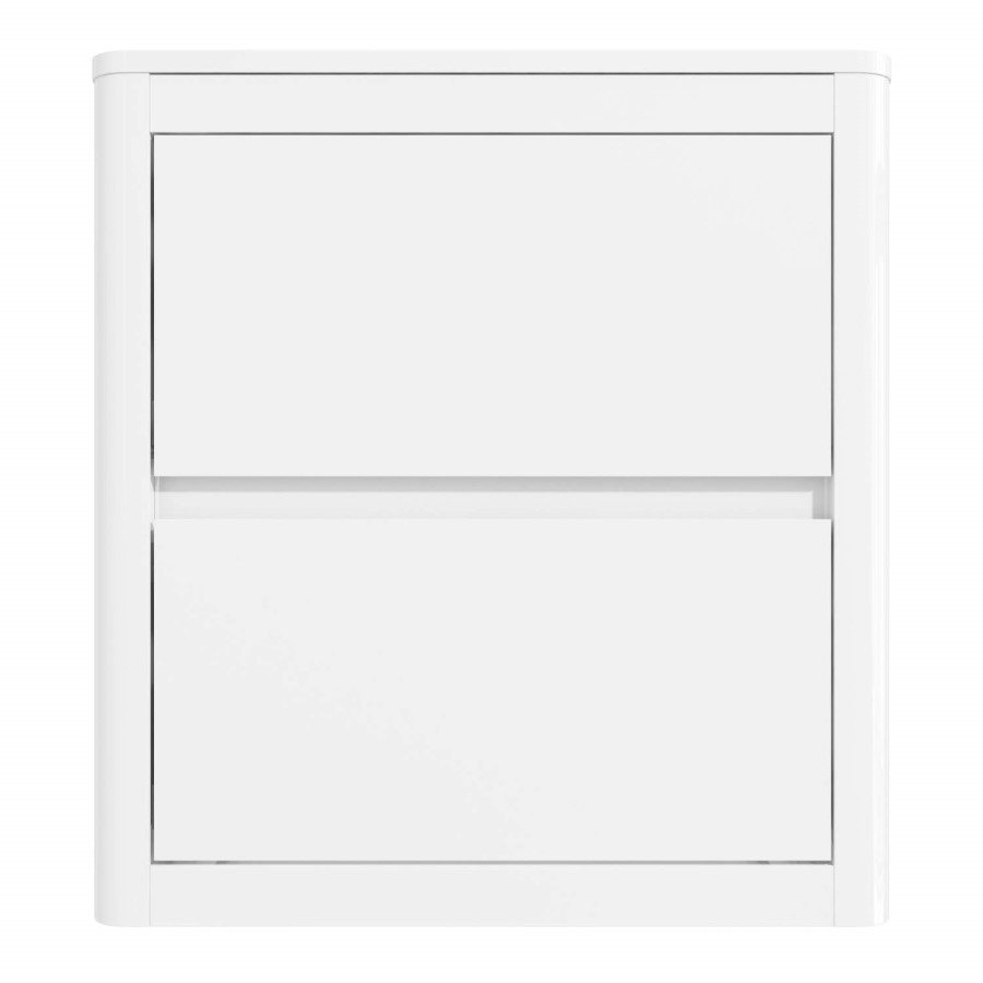 White High Gloss 2 Drawer Bedside Table with Curved Edges - Lexi
