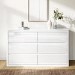 Wide White High Gloss 6 Drawer Chest of Drawers with Curved Edges - Lexi