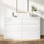 Wide White High Gloss 6 Drawer Chest of Drawers with Curved Edges - Lexi